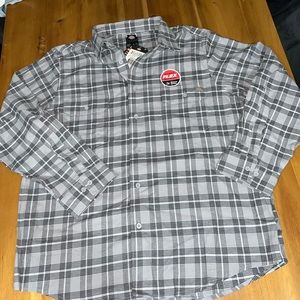 Dickies Mens Gray Checkered Long Sleeve Button Up Shirt Size XXL